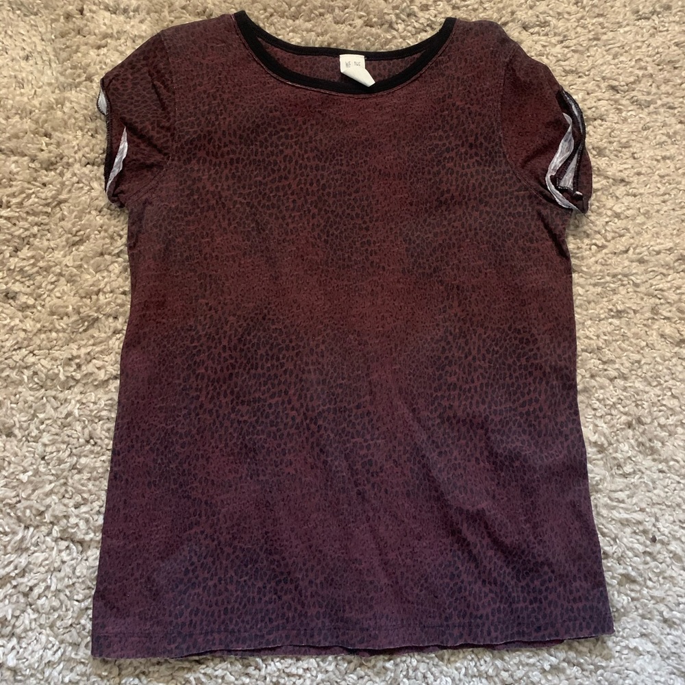 Free People Maroon Leopard Tee